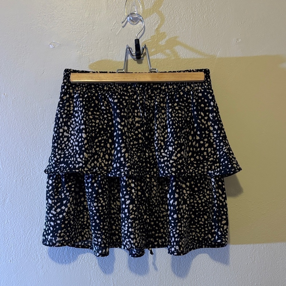 Francesca's Collections Black and White Tiered Mini Skirt